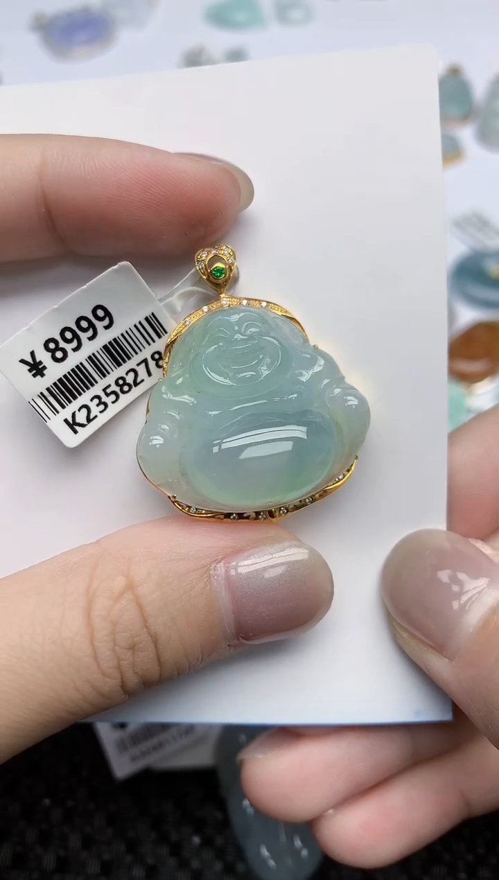 【闪购商品】翡翠颈饰18K金镶嵌天然翡翠A货