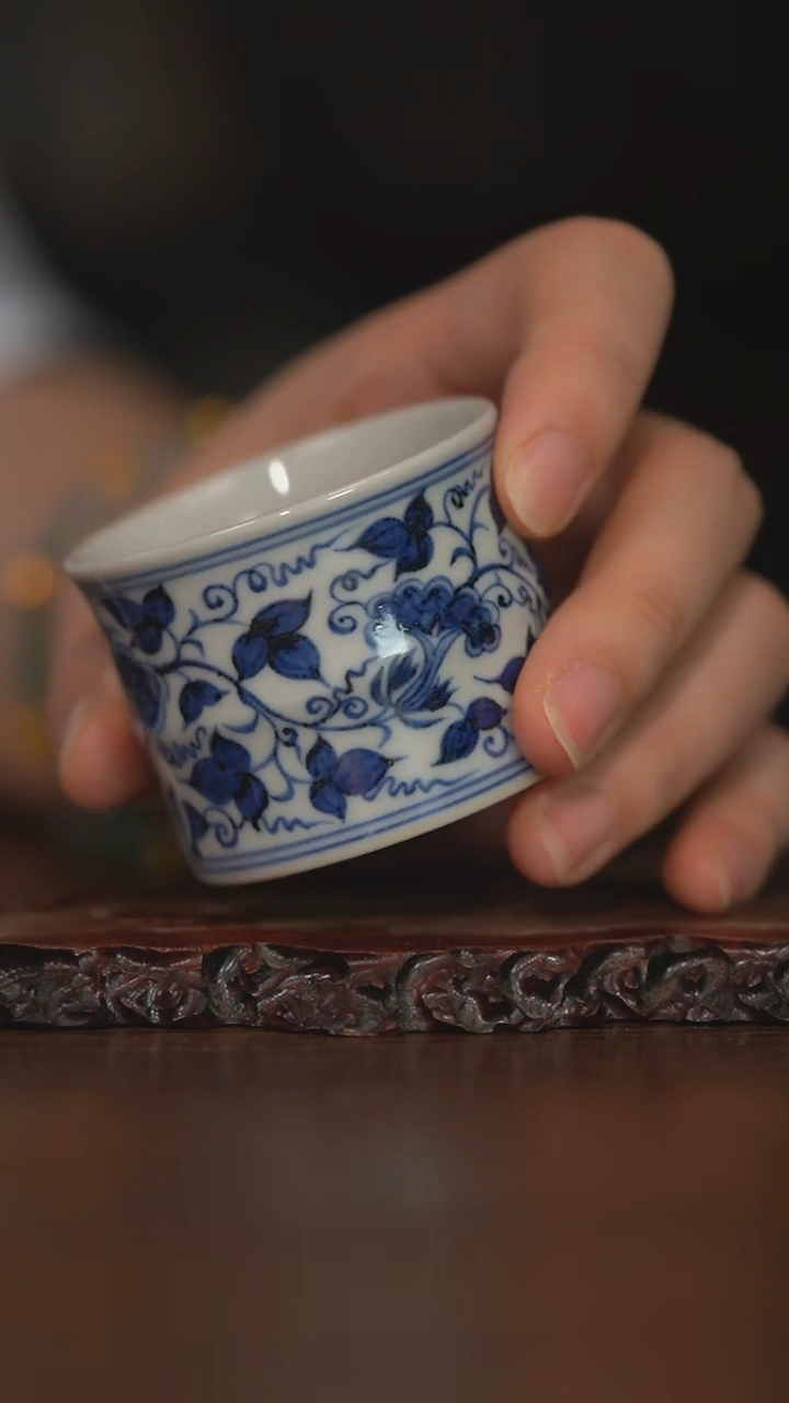 摆件搏泥幻化牵牛花竹节杯