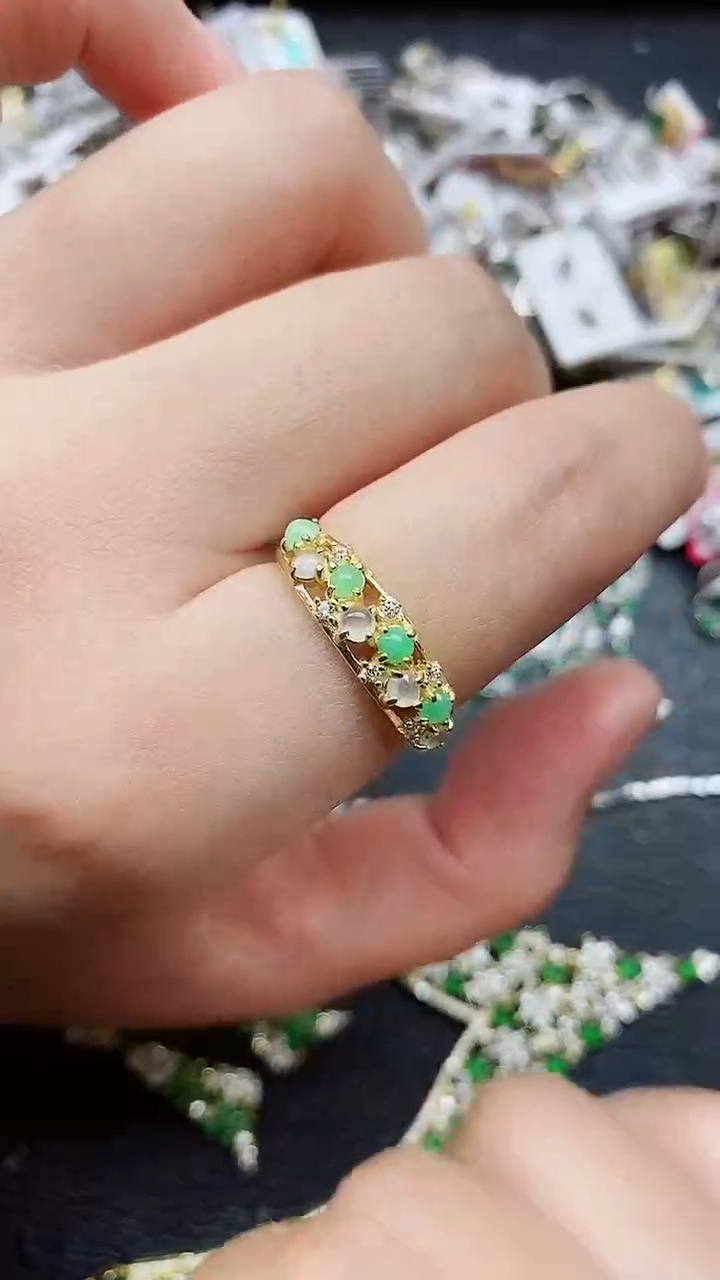 银S925镶嵌戒指翡翠1