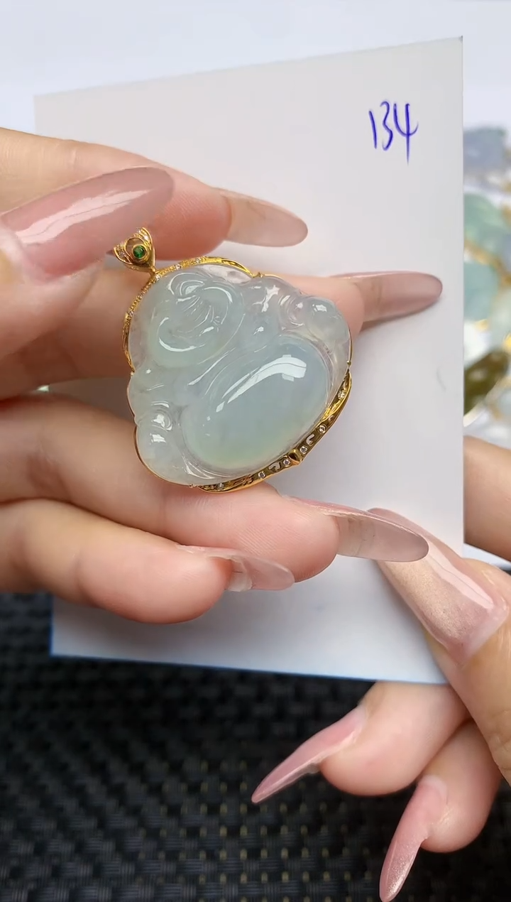 【闪购商品】翡翠颈饰18K金镶嵌天然A货翡翠 134