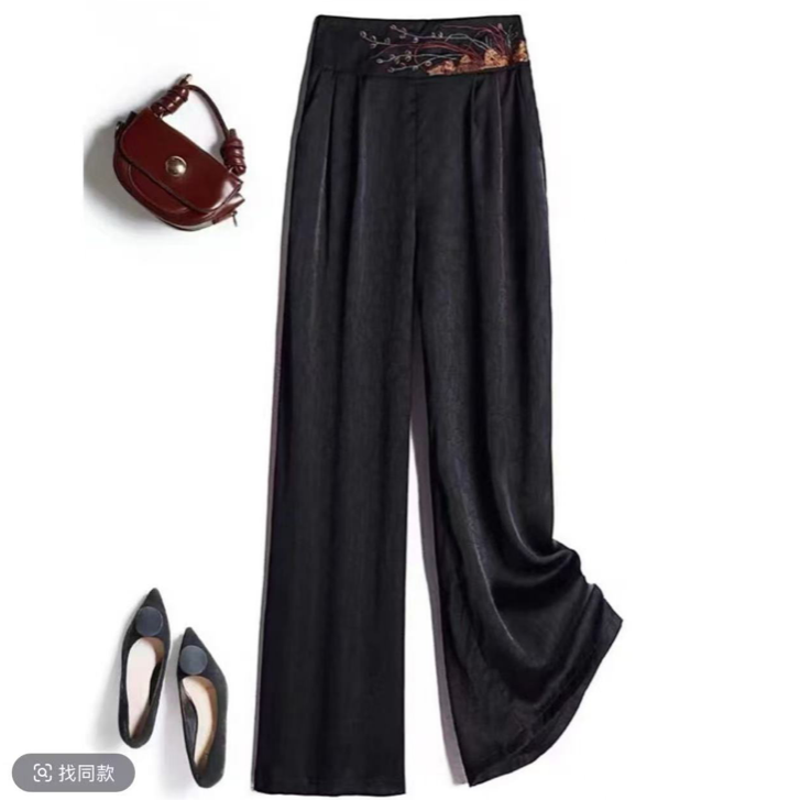 2320-3【五彩刺绣】新款高定刺绣阔腿裤