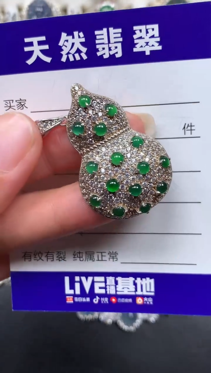 颈饰银S925镶嵌翡翠457