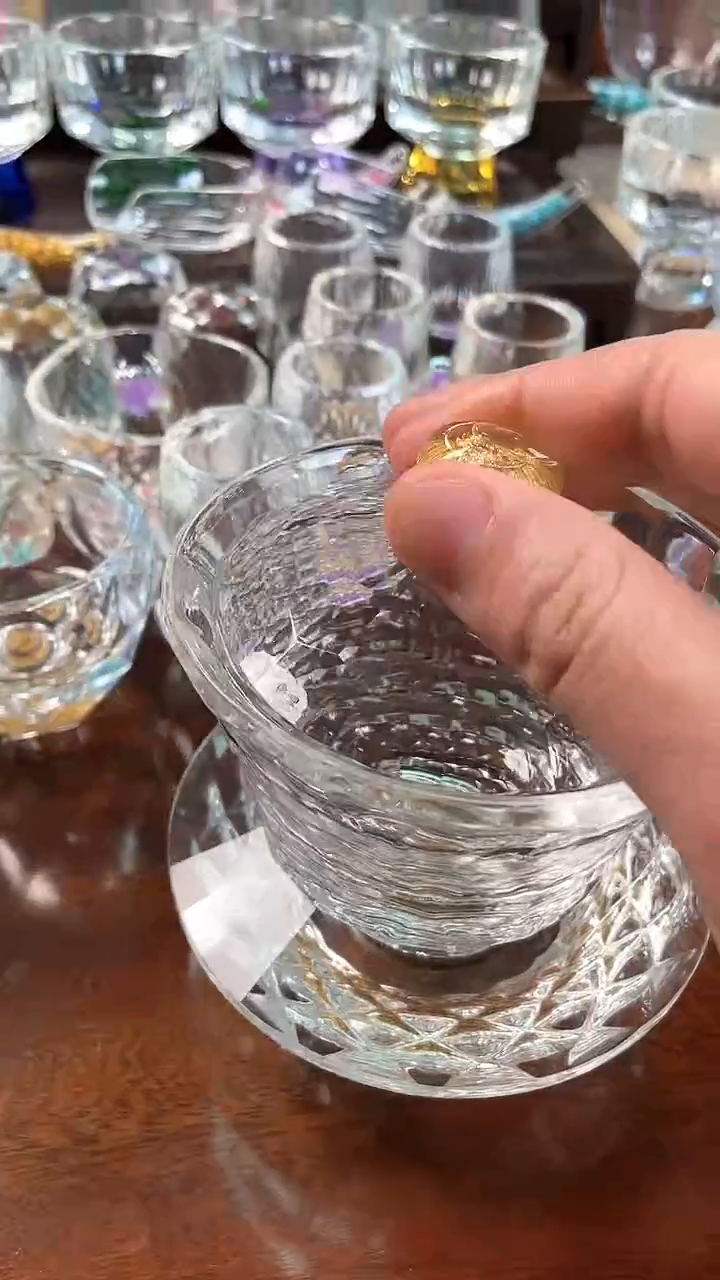 【闪购商品】玺宴新款水晶三才盖碗金箔