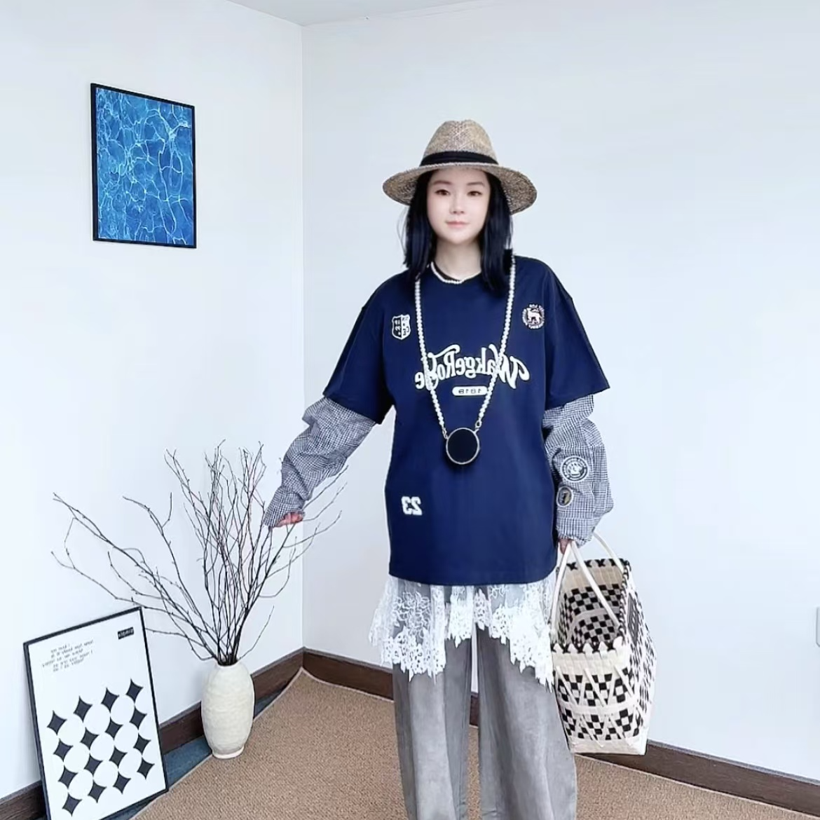 To be amazing | 美式复古Remake假两件数字章仔T恤 