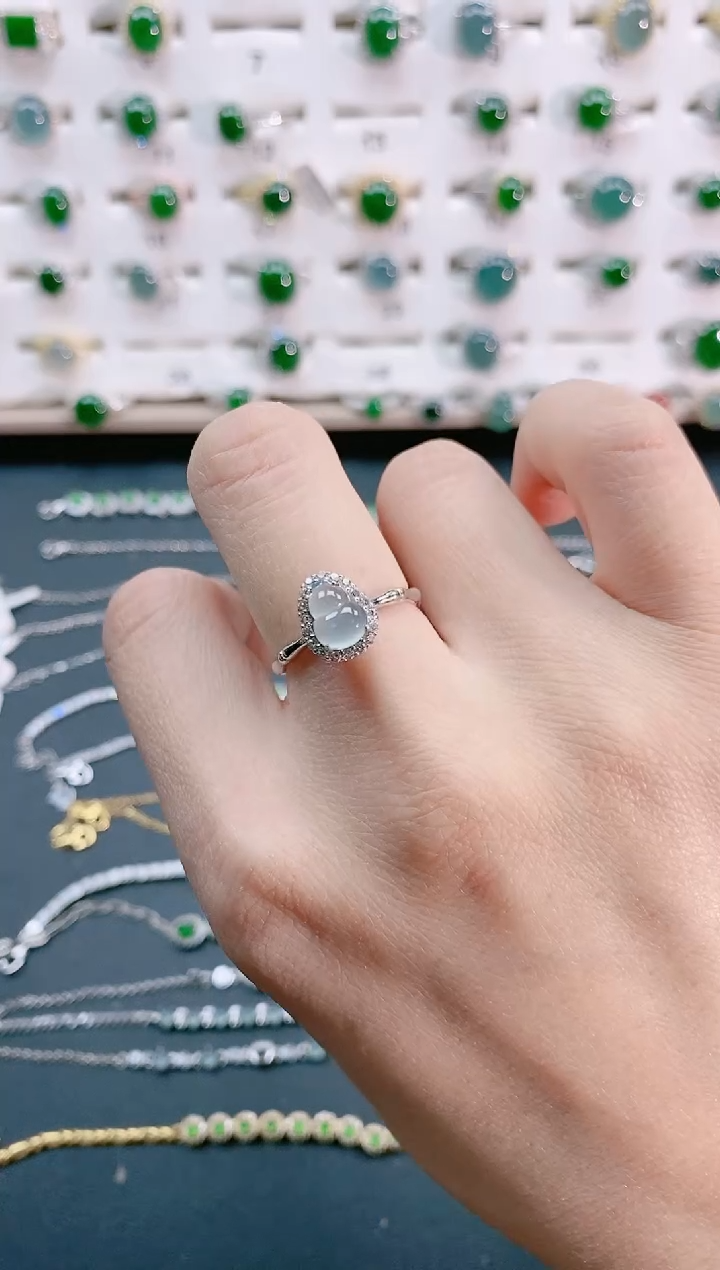 【闪购商品】翡翠戒指银S925镶嵌天然翡翠