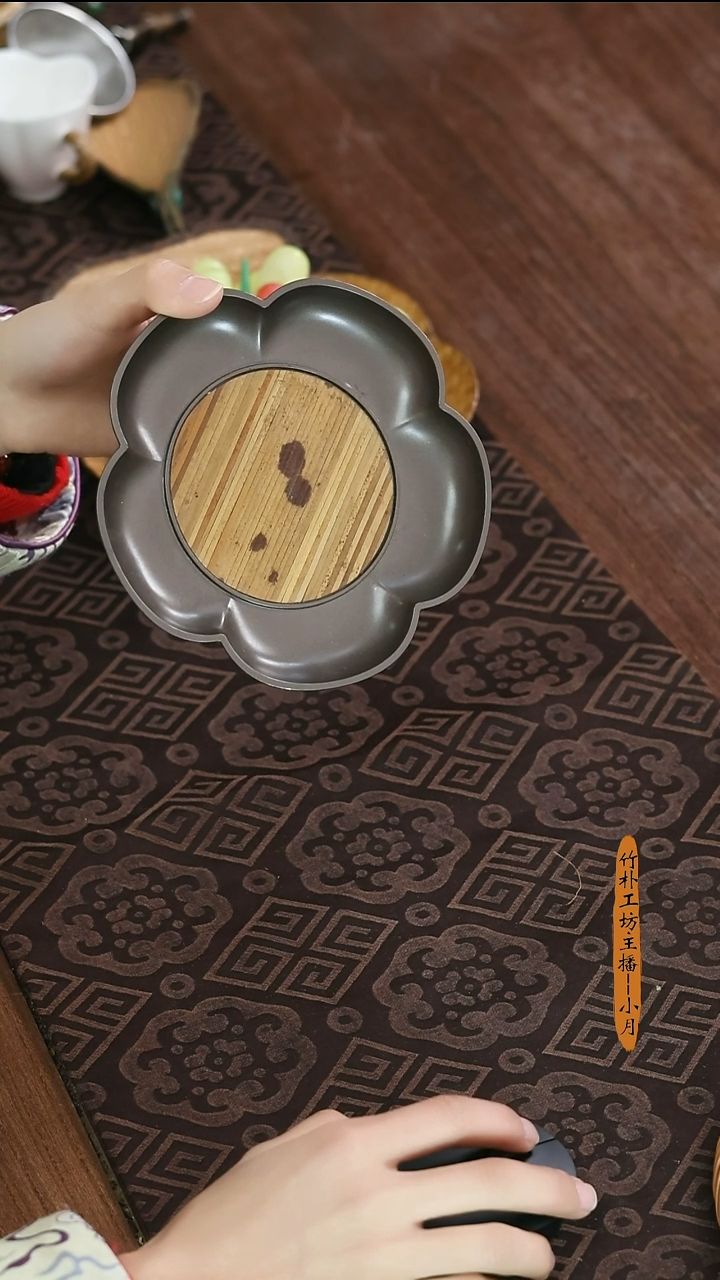 手工艺品铸铁云妃合金壶承 梅花云妃合金壶承 梅花