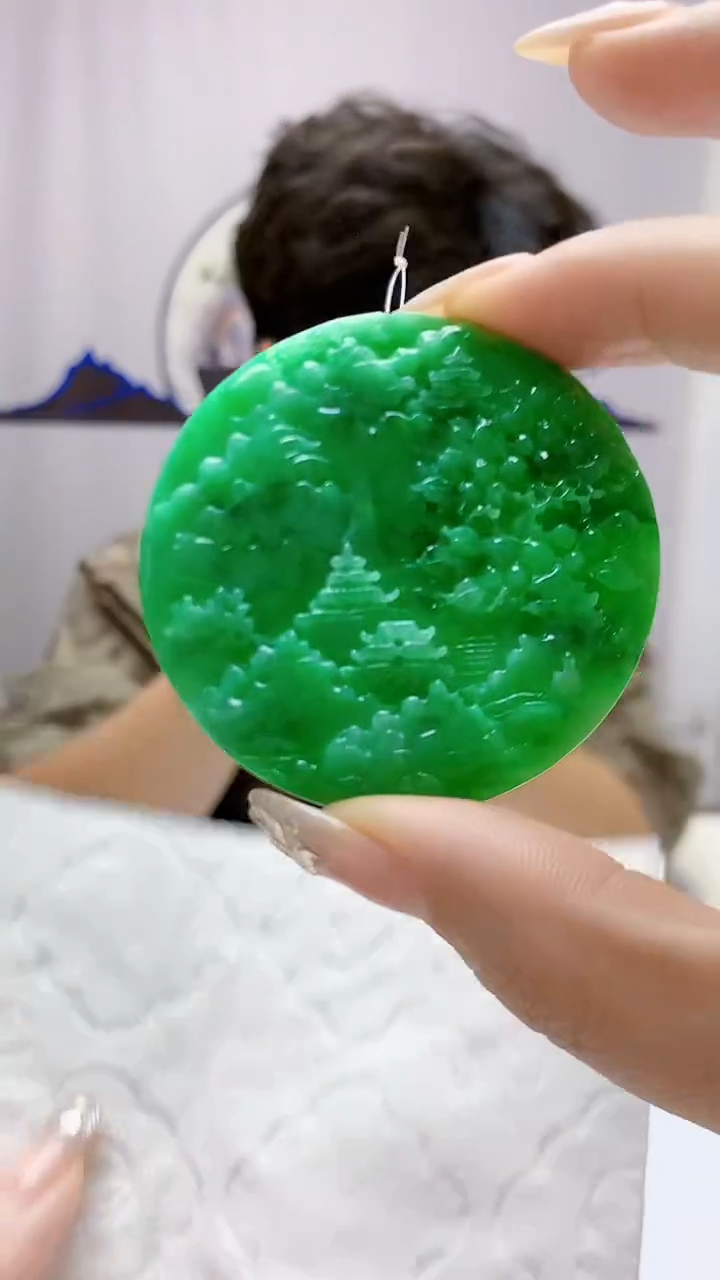 定制翡翠未镶嵌4688DD-毛货挂件山水118