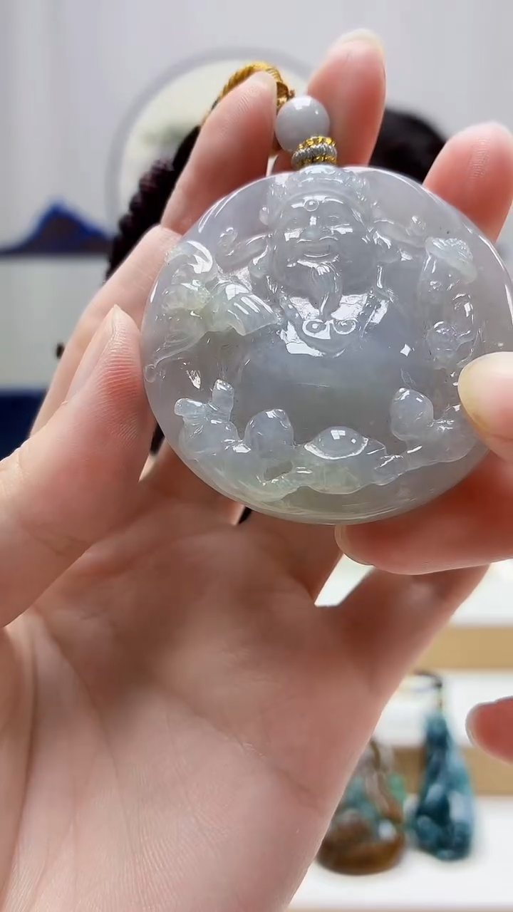 未镶嵌定制翡翠5060zm-毛货挂件财神45