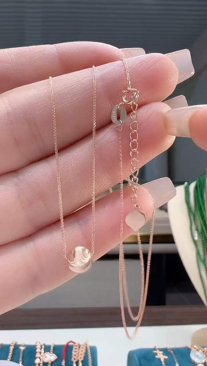 【闪购商品】18K金项链猫眼路路通锁骨链K红