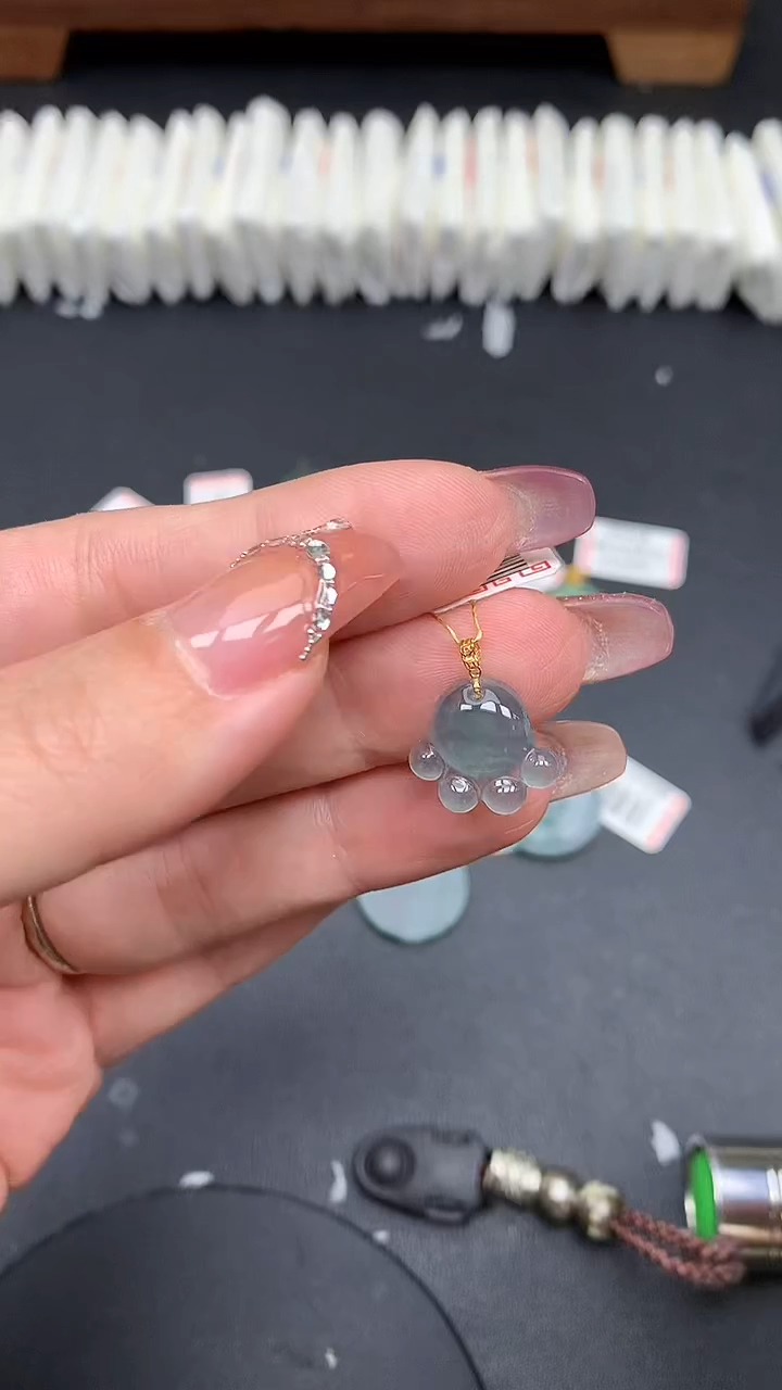 翡翠18K金镶嵌吊坠(不含链)MS180847