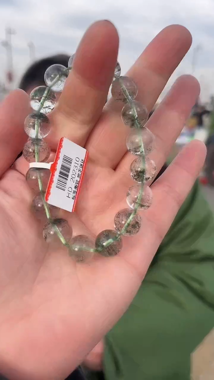 【闪购商品】绿水晶手链未镶嵌天然绿幽灵手串多样性发一11mm