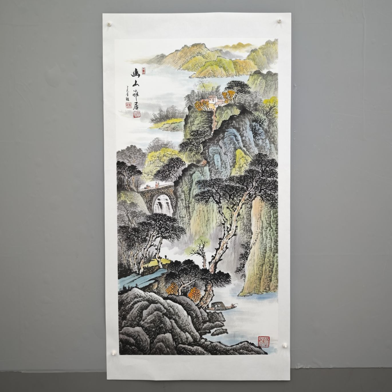 锦煌专属/李鲤手绘/幽山雅居/画芯138x70/四尺