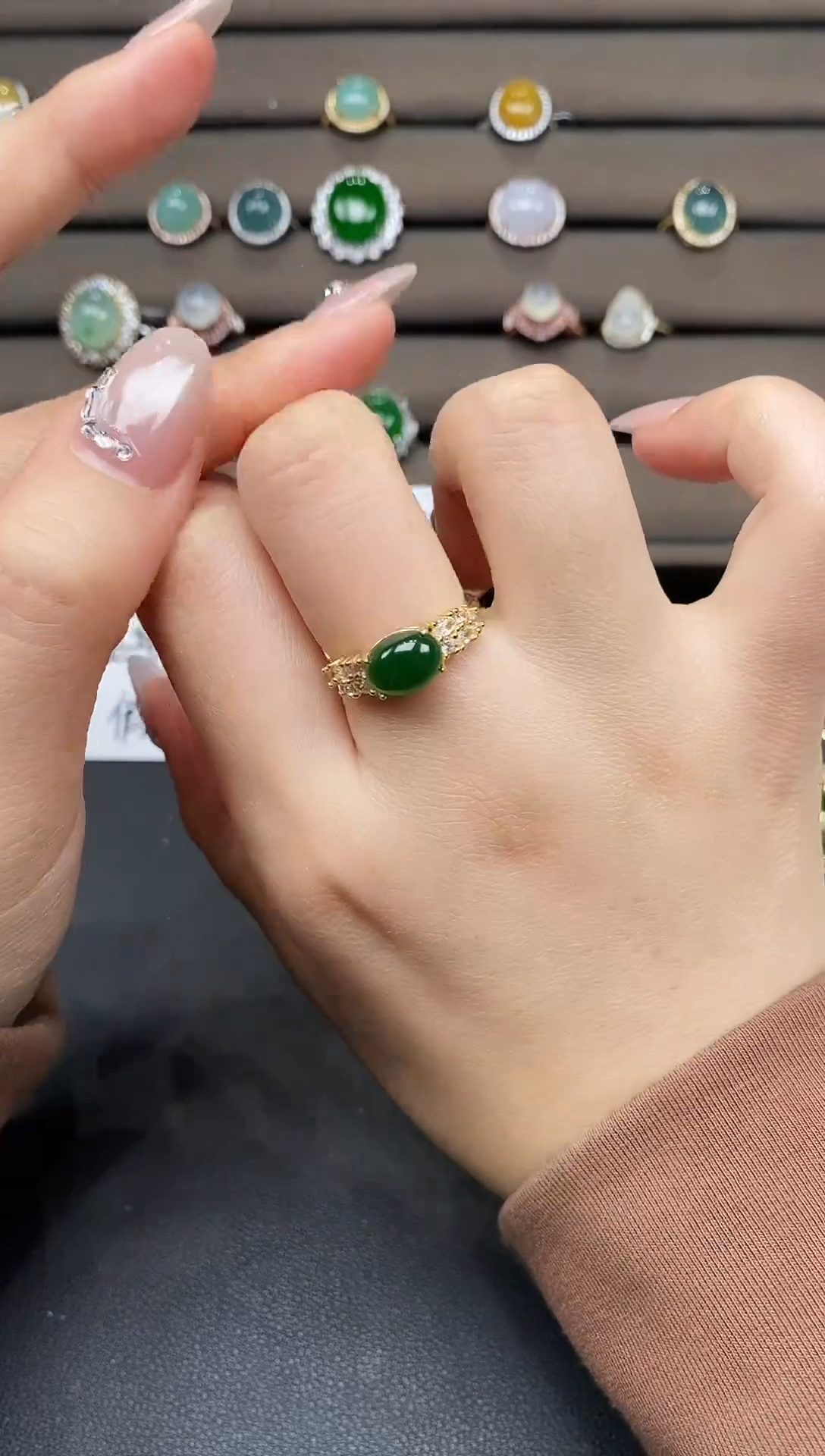 银S925镶嵌戒指翡翠111