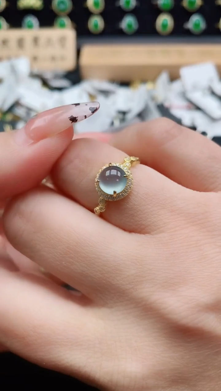 银S925镶嵌戒指翡翠1