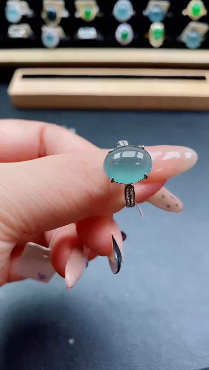 银S925镶嵌戒指翡翠1