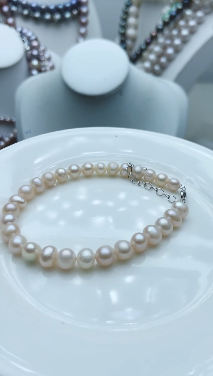 【闪购商品】淡水珍珠颈饰钛钢28