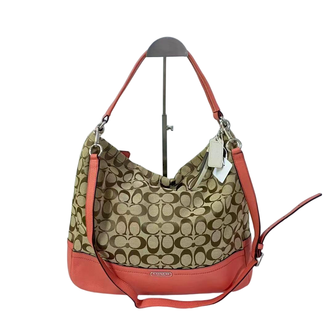 95新 COACH/蔻驰 经典老花帆布拼皮单肩斜挎包AF-11592-B中古