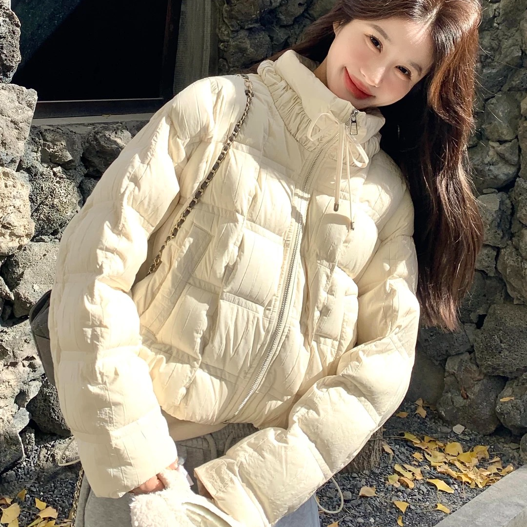 【马年战袍】2025冬季韩版褶皱设计立领泡芙短款羽绒服ALS-6512