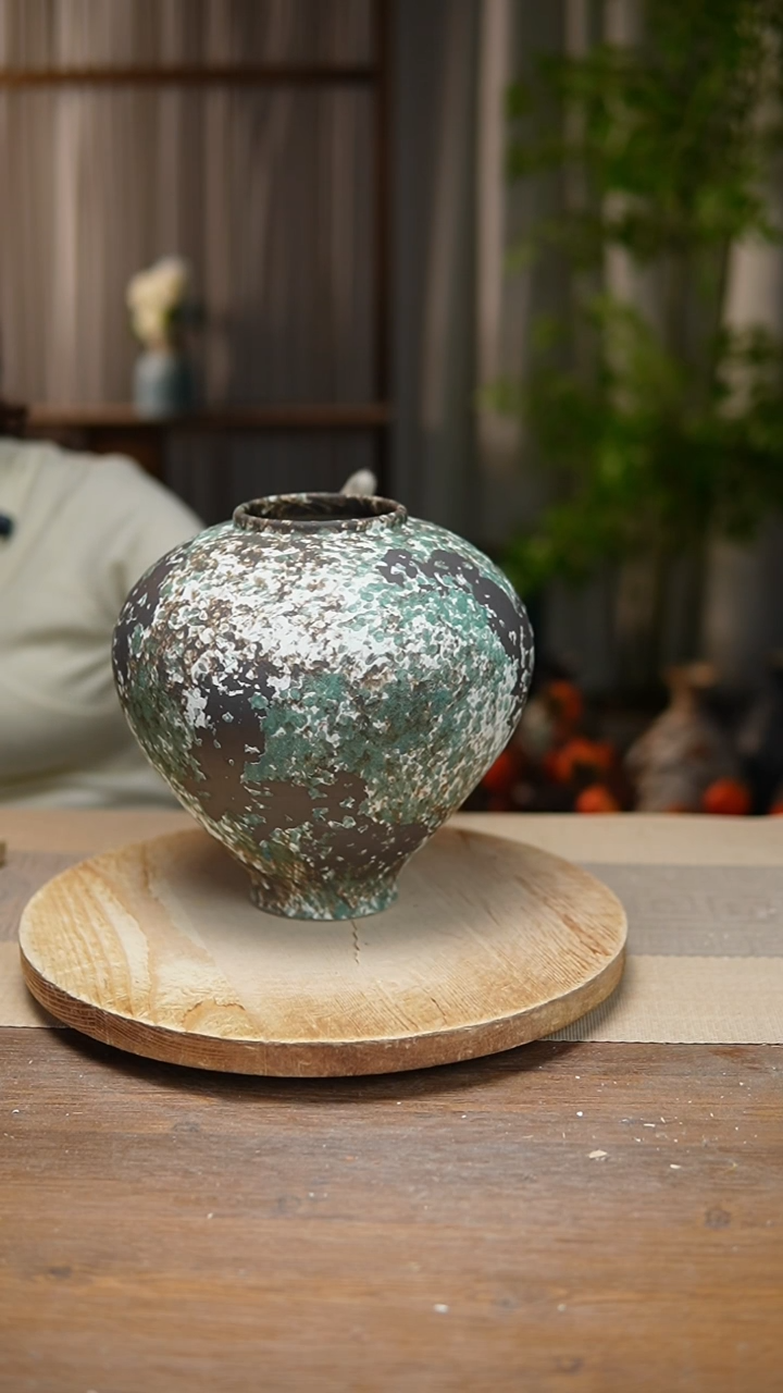 【闪购商品】陶瓷   花器涂鸦绿月亮罐