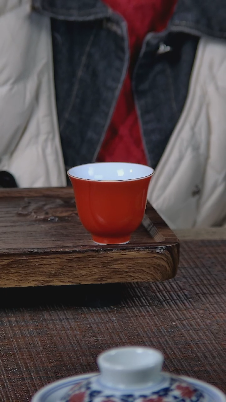 【闪购商品】折葵非器手工手绘霁红紫金口杯