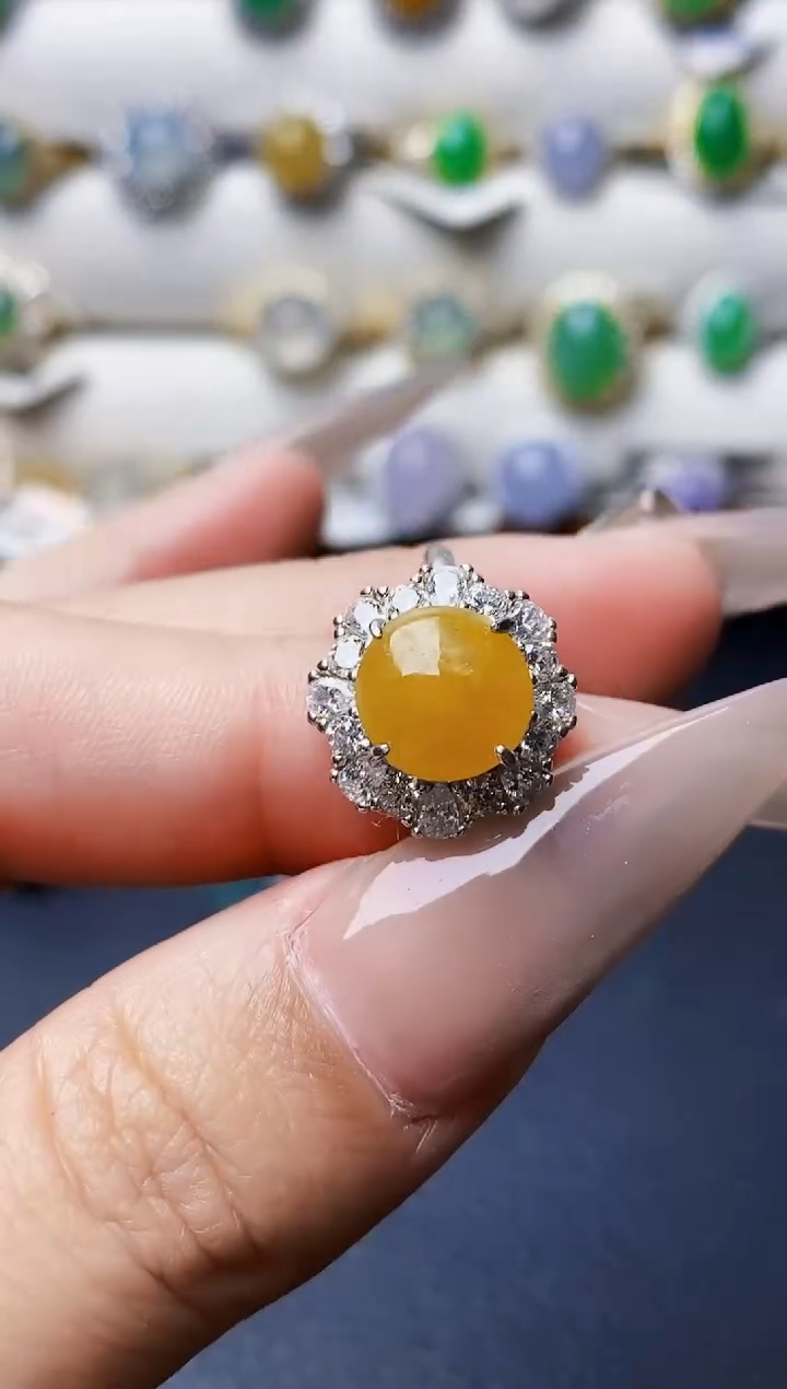 银S925镶嵌戒指翡翠8045