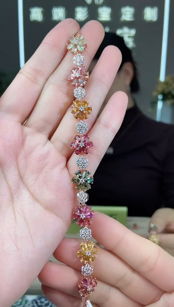 【闪购商品】碧玺手链银S925镶嵌手链