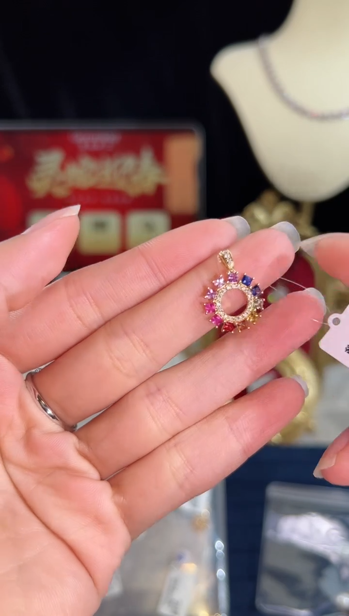 【闪购商品】彩色蓝宝石颈饰18K金镶嵌BN11387#-Y#11