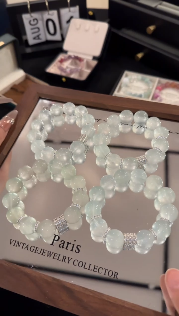 水晶手链合金冰体绿萤石x2142