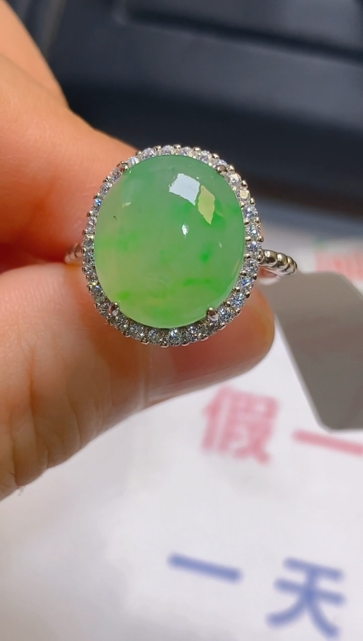 【闪购商品】翡翠耳饰银S925镶嵌天然A货翡翠1