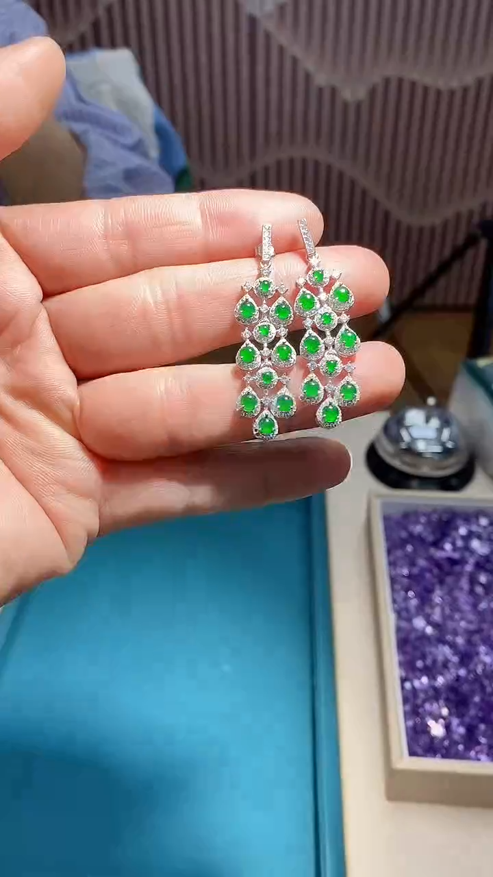 【闪购商品】翡翠耳饰银S925镶嵌多样性发其一【11】