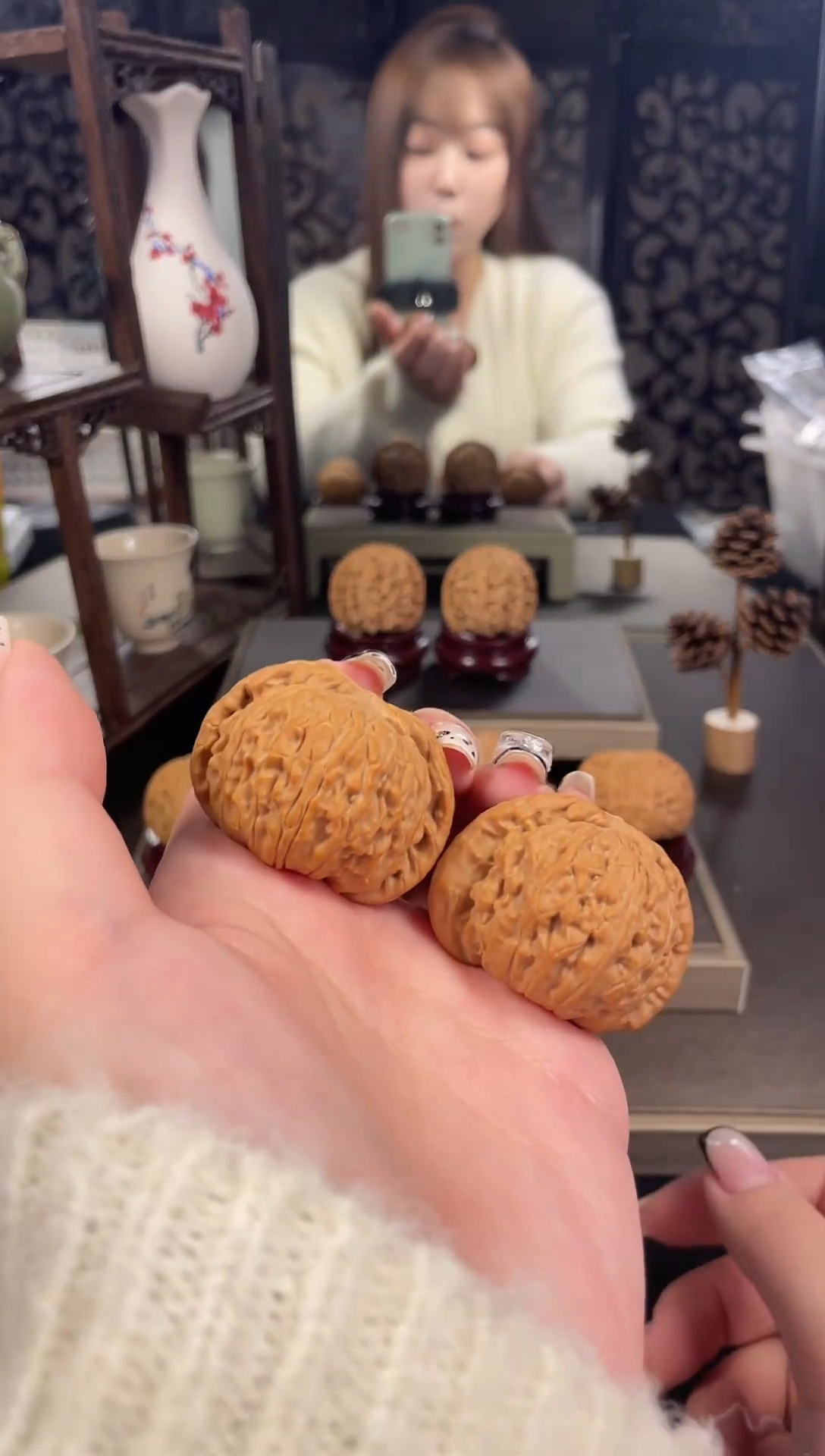 【闪购商品】文玩核桃把件白狮子42尺-6