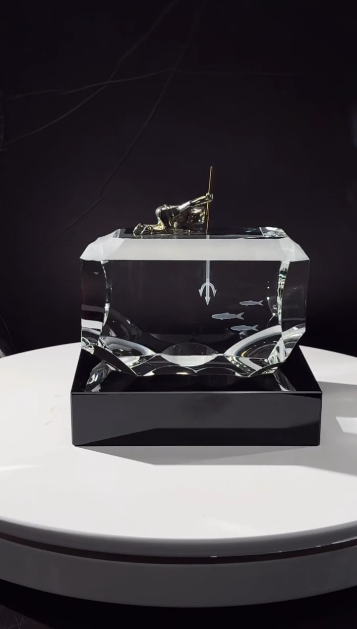 摆件极地生活-叉鱼艺术摆件+160*140黑色底座