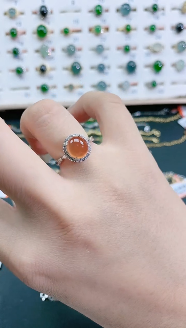 南红玛瑙戒指银S925镶嵌天然南红