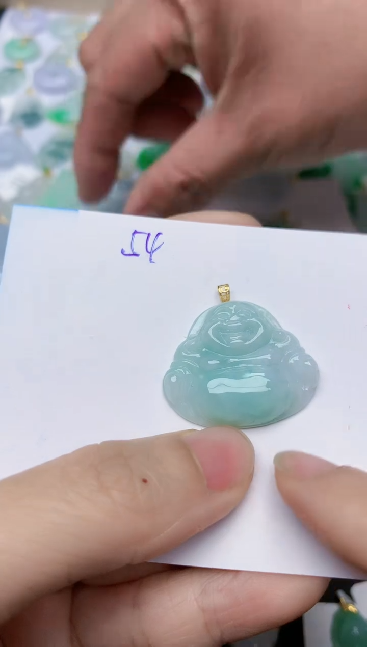 【闪购商品】翡翠颈饰18K金镶嵌天然翡翠A货    54