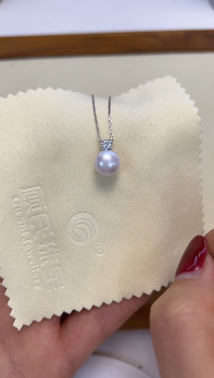 颈饰银S925镶嵌淡水珍珠无核