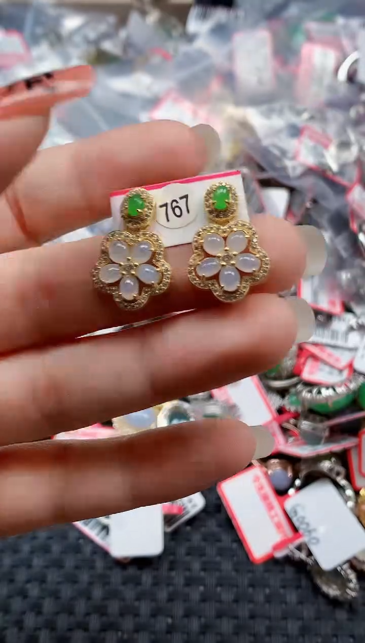 银S925镶嵌戒指翡翠天然A货缅甸翡翠