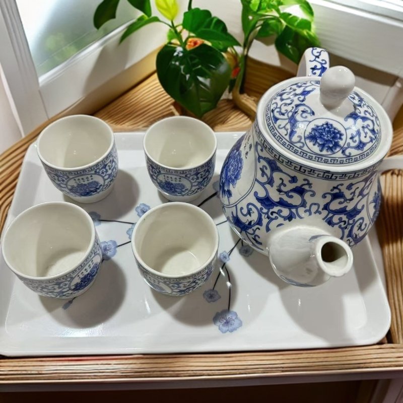 景德镇陶瓷茶壶套装一壶四杯带托盘（大壶）233