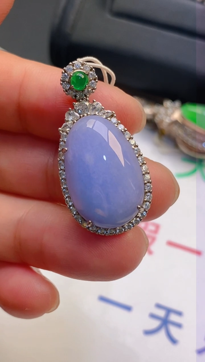 【闪购商品】翡翠耳饰银S925镶嵌天然A货翡翠1