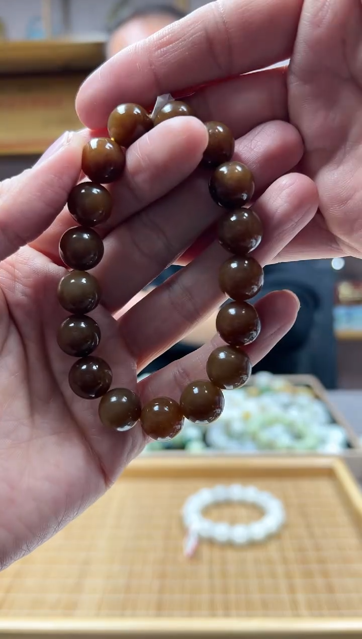 【闪购商品】和田玉手链未镶嵌12且末老红糖