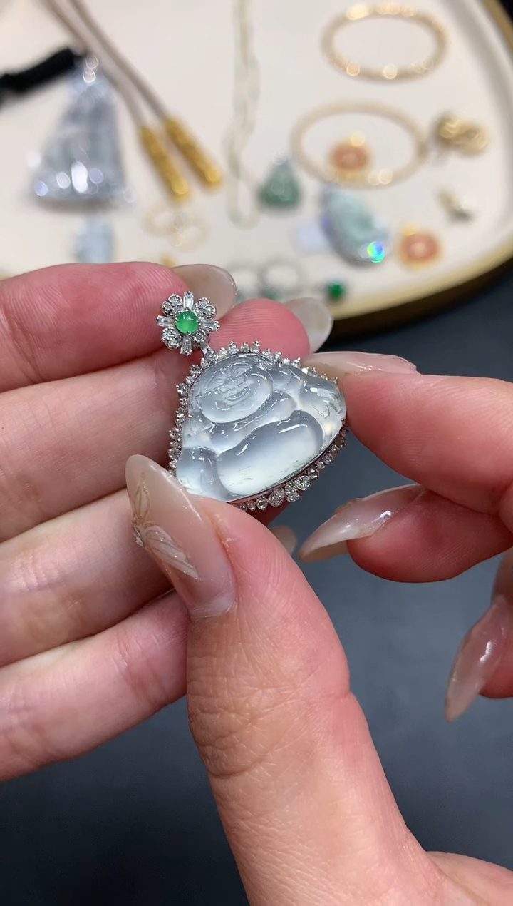 【闪购商品】翡翠吊坠(不含链)18K金镶嵌A903|16800