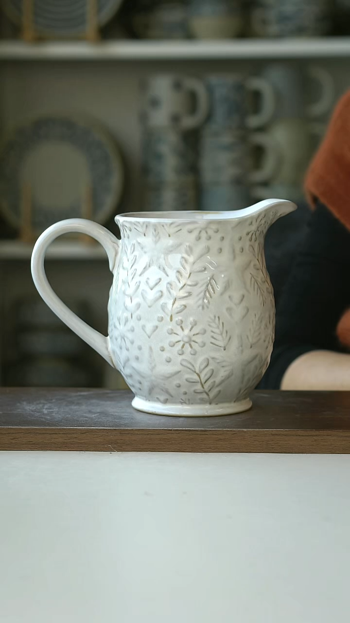 陶出瑞典Lillalager浮雕树叶奶壶11.5*14cm680ml@4-2@微瑕