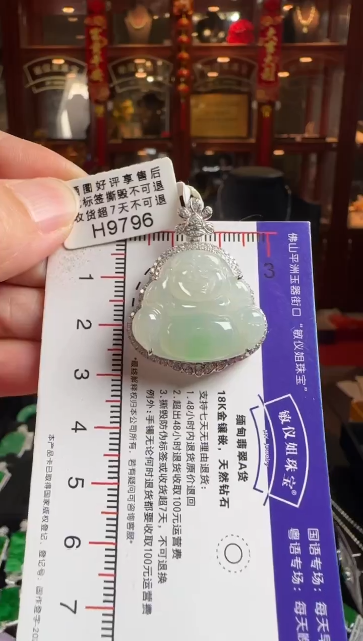 颈饰未镶嵌翡翠H9796冰绿佛公