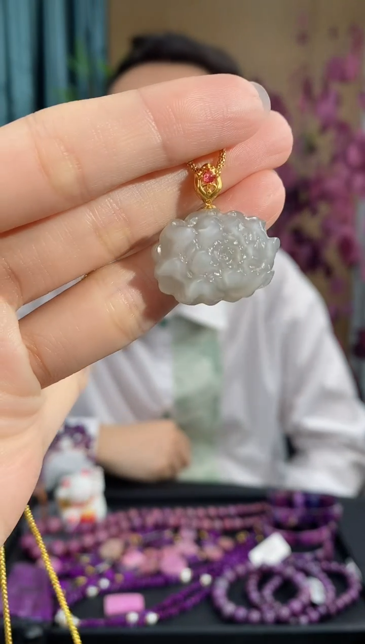 【闪购商品】和田玉吊坠(不含链)18K金镶嵌197