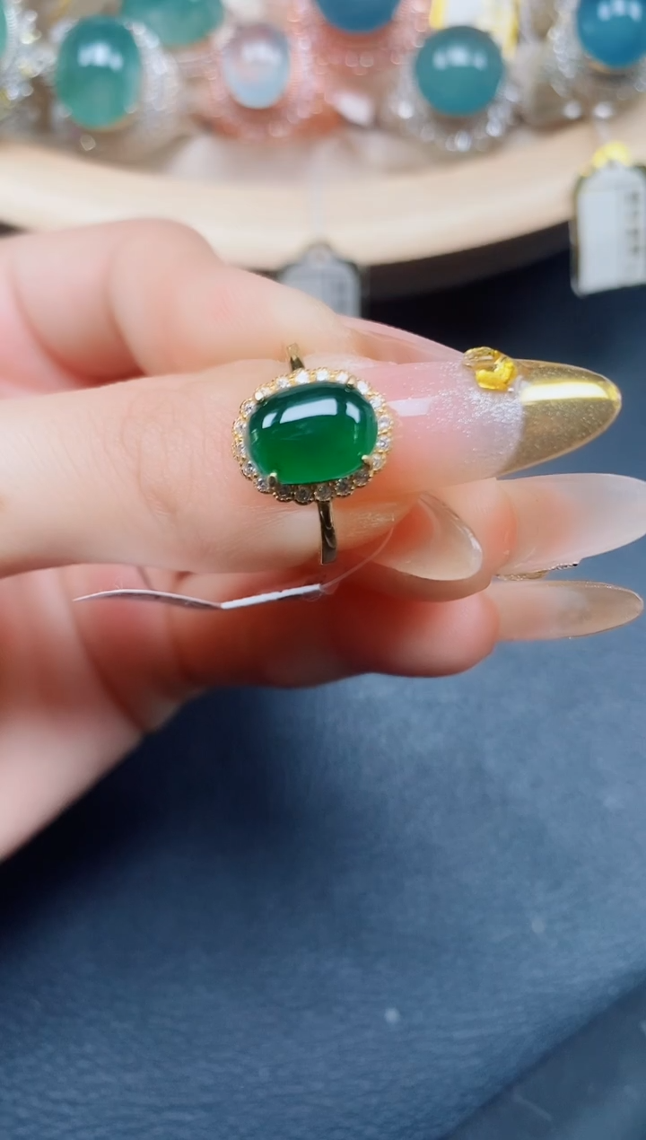 【闪购商品】翡翠戒指银S925镶嵌翡翠
