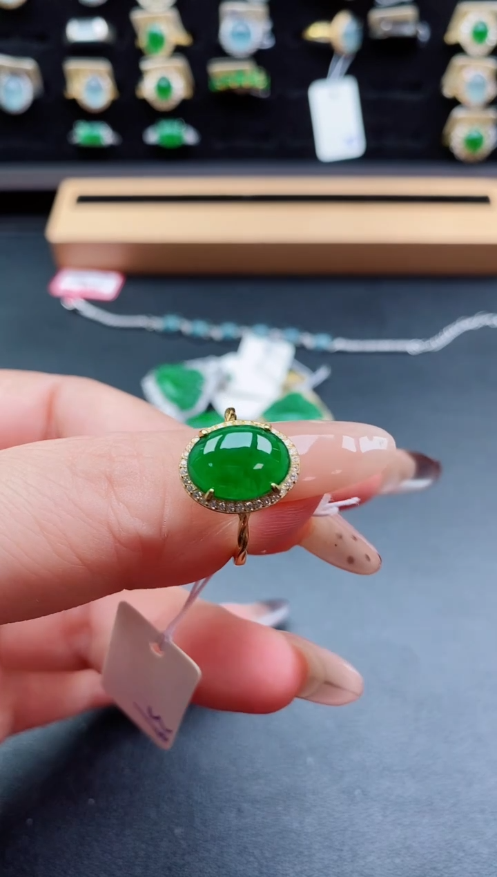 银S925镶嵌戒指翡翠1