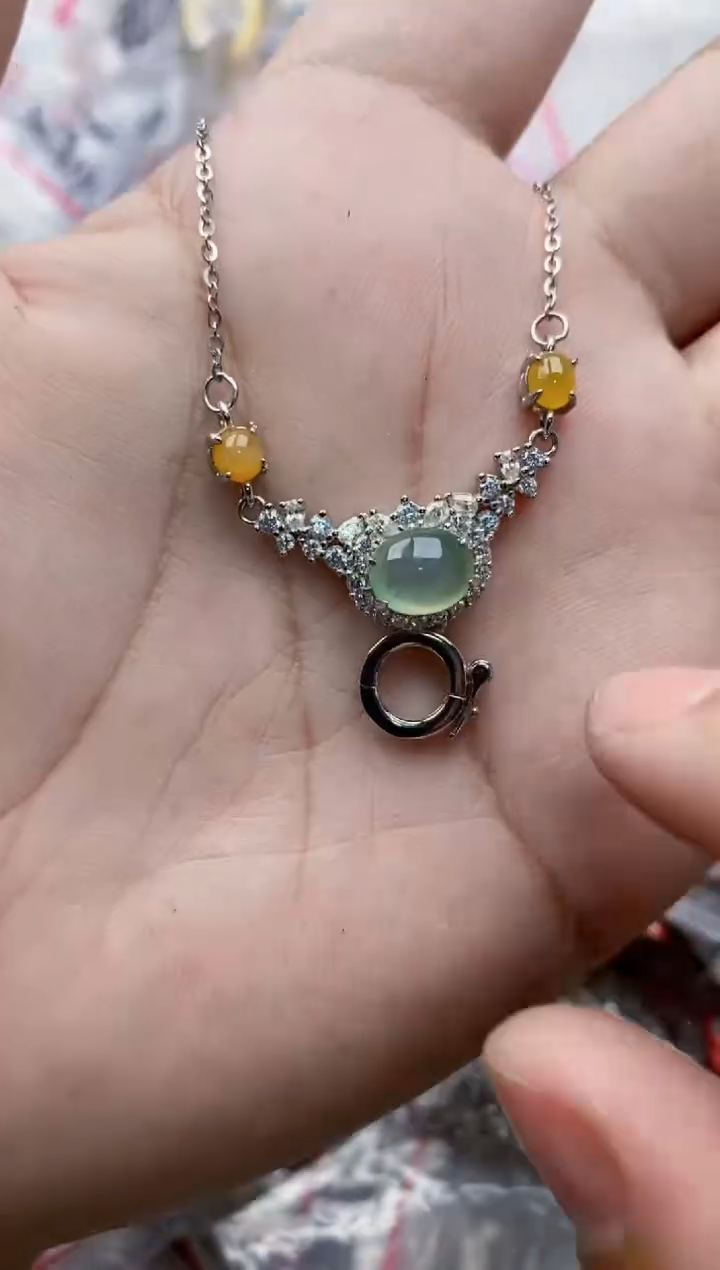 翡翠银S925镶嵌戒指2222---9