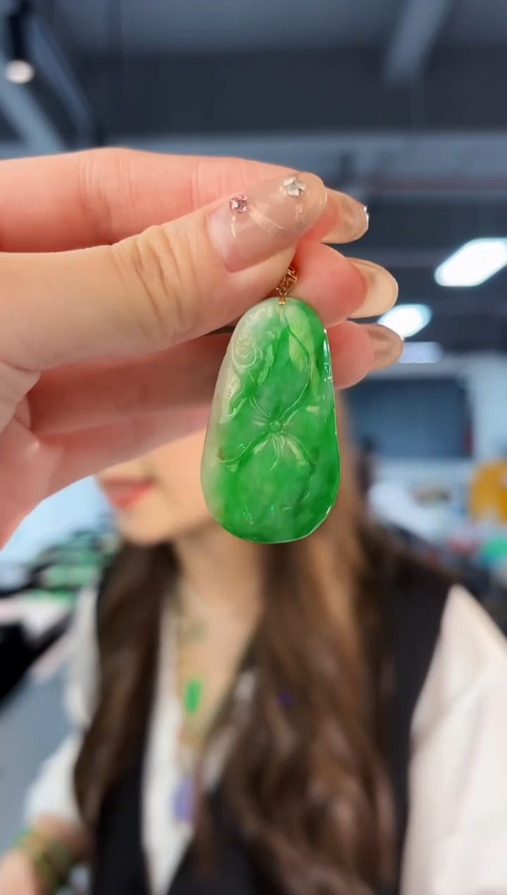 【闪购商品】翡翠颈饰18K金镶嵌缅料A货/支持复检/一件