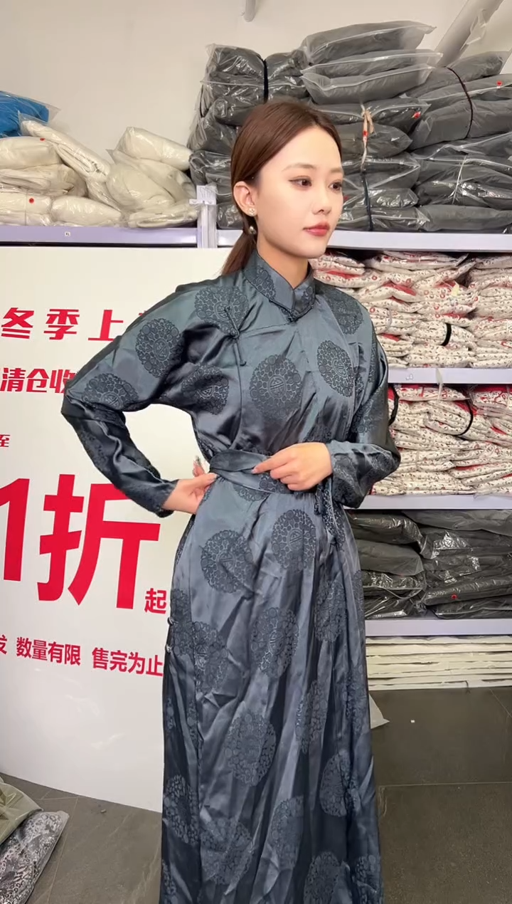 L码素袍子有腰带