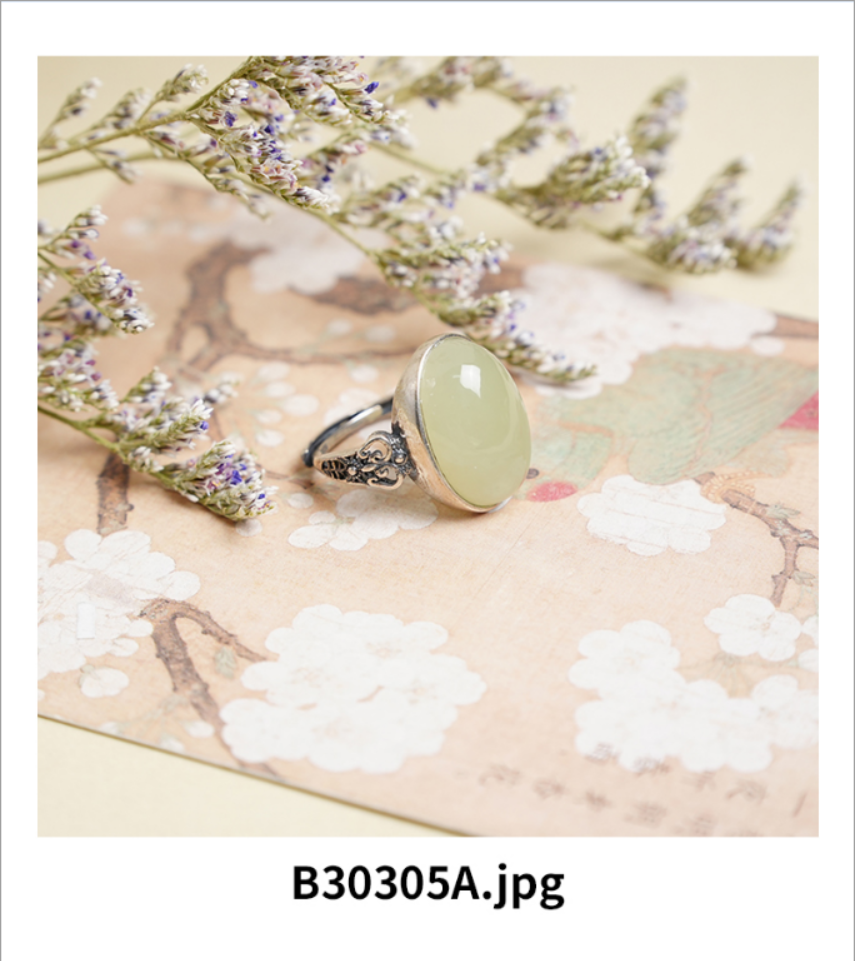 【老掌柜】和田玉蛋面戒指 B30305A