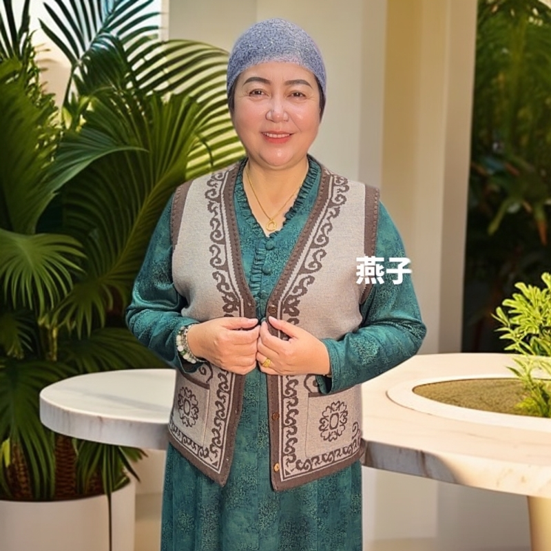 【新疆包邮】标准版奶奶针织衫春秋背心马甲老人妈妈上衣坎肩